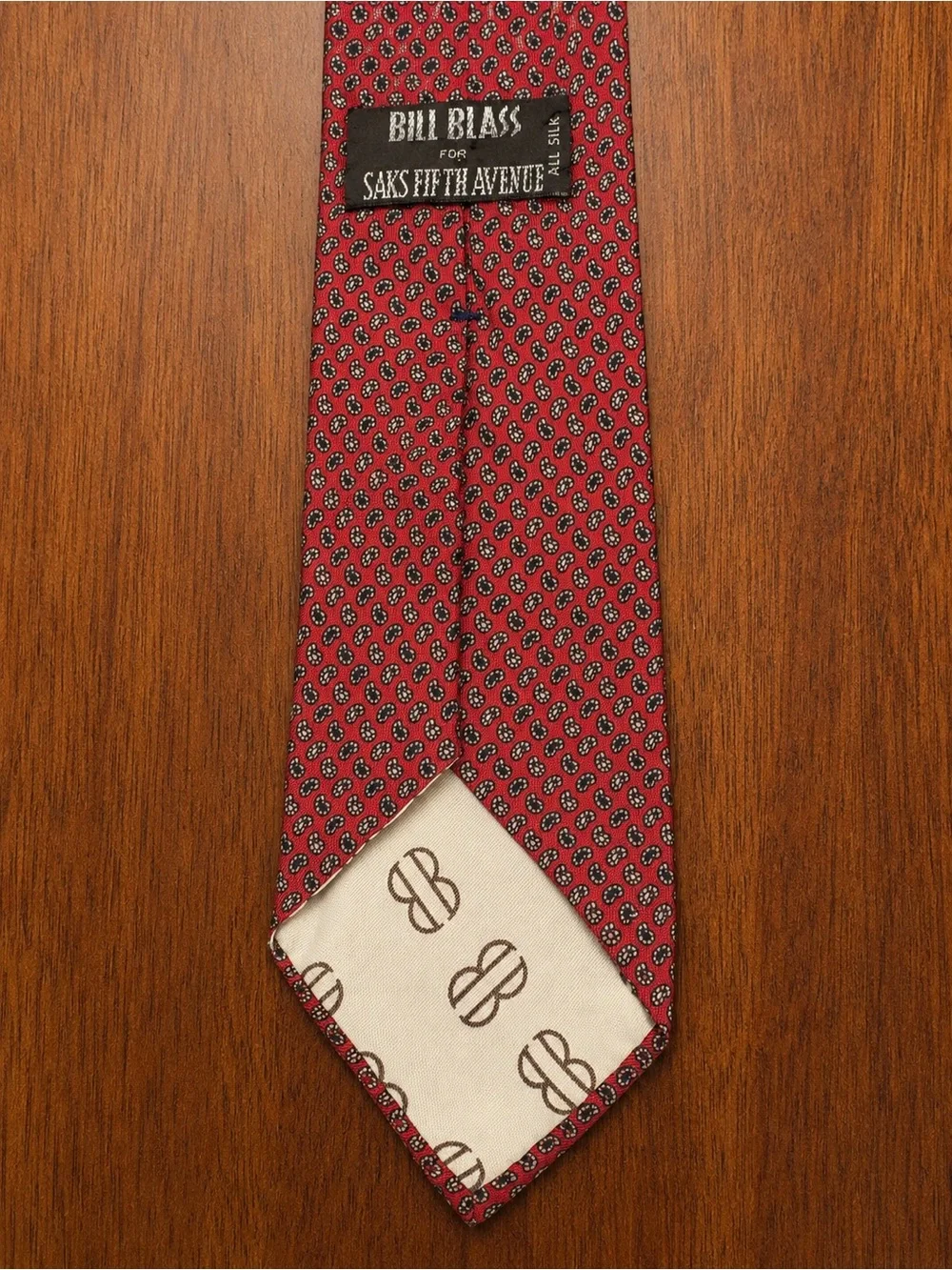 Vintage Bill Blass for Saks Fifth Avenue Classic Red Patterned Men's Tie